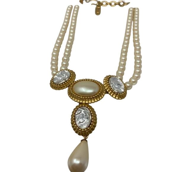 Yves Saint Laurent Vintage Faux Pearl Necklace – Statement Costume Jewelry YSL - Picture 1 of 11